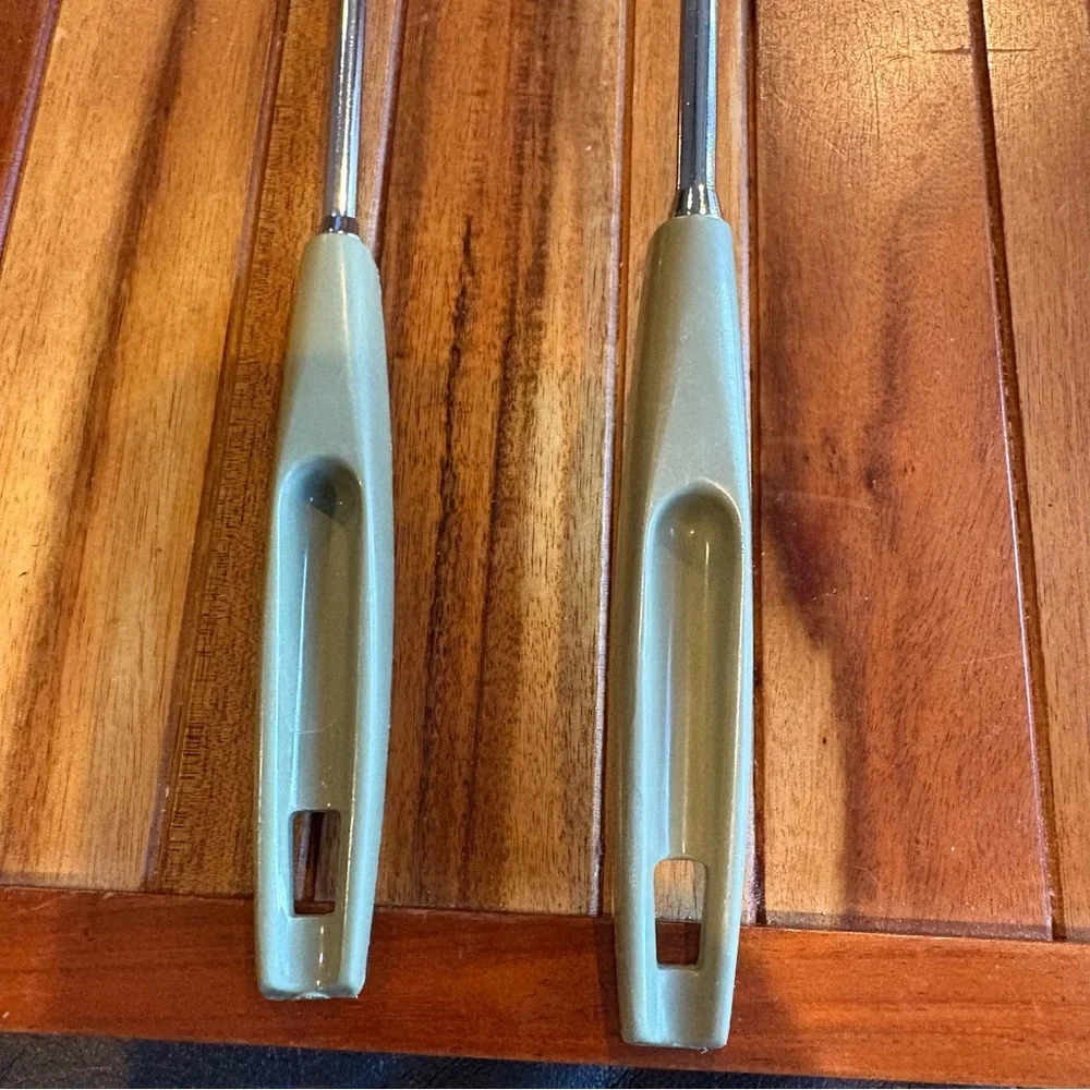 Vintage EKCO Slotted Spatula with Matching Fork Avocado Green Handle